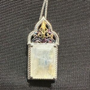 Vintage TJC 925 Moonstone & Gemstone Pendant & Sterling Chain